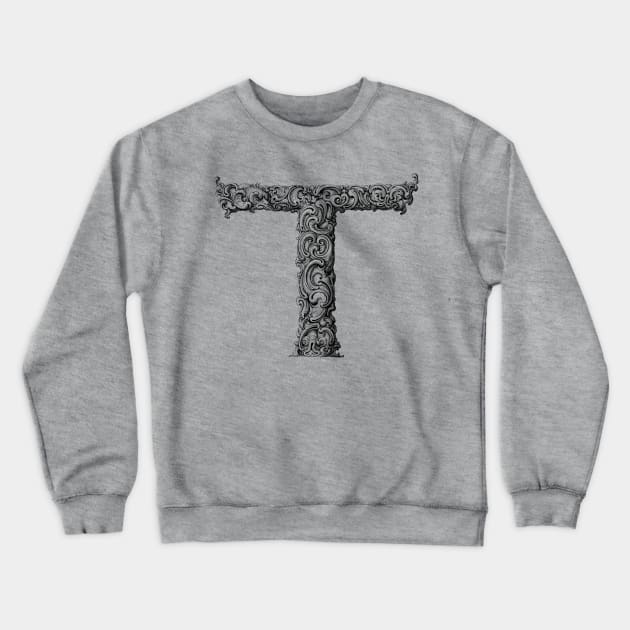 Vintage Initial Letter Lettering Alphabet T Crewneck Sweatshirt by AltrusianGrace